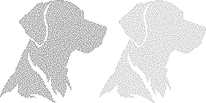Text Art Pointer Dog Head Silhouette Profile Isolated on White Background