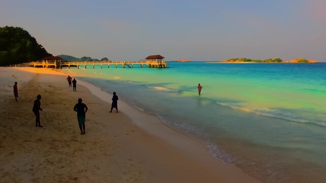 Malaysia, Terengganu&mdash;August 27, 2018: A tourist playing by the beach in Redang Island.