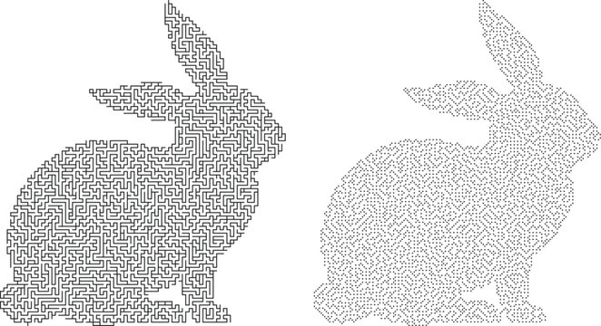 Rabbit Stipple Art Silhouette Isolated on White Background Vector