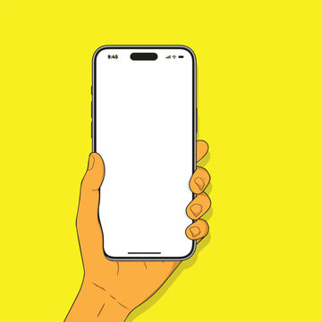 Smartphone with blank screen held in hand, ideal for showcasing mobile app designs or digital products in a realistic setting.