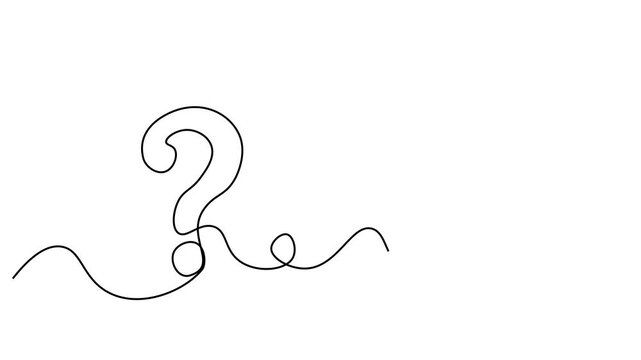 Continuous line drawing of a question mark uncertainty problem solving, line art vector illustration