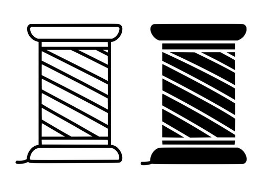 Spool of thread minimalist illustration, outline and silhouette icon