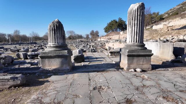 Ancient Ruins at archaeological area of Philippi, Eastern Macedonia and Thrace, Greece