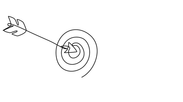 Continuous line drawing of a target arrow success achievement focus , line art vector illustration