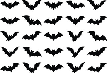 Fototapeta premium Bat silhouettes on a white background halloween themed