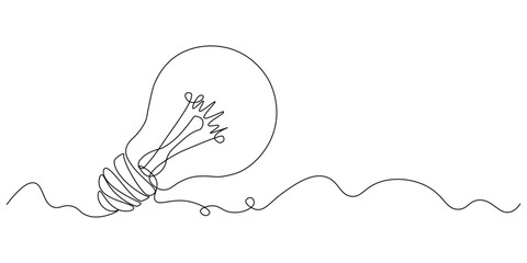 Continuous line drawing of light bulb idea innovation creativity line art vector illustration © Haus