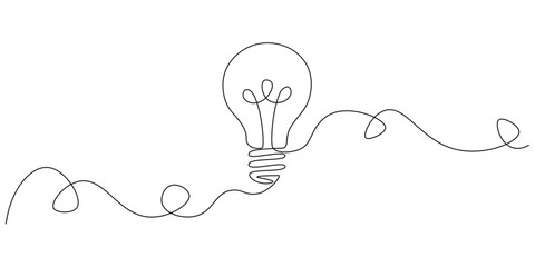 Continuous line drawing of light bulb idea innovation creativity line art vector illustration © Haus