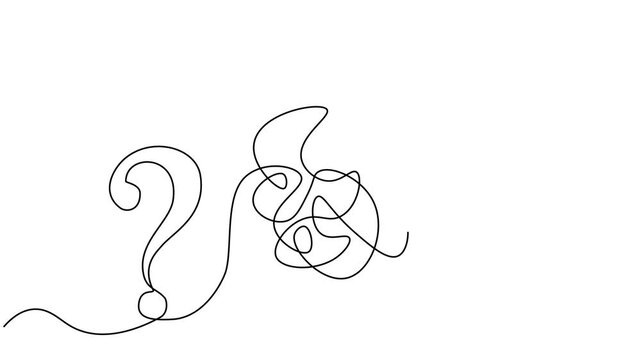 Continuous line drawing of a question mark uncertainty problem solving, line art vector illustration