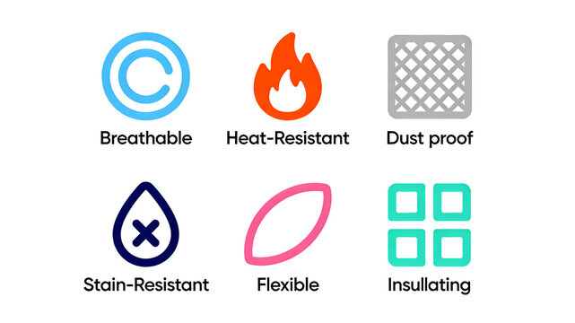 Breathable and ventilated, high temperature resistant, dust-proof and barrier properties, anti pollution and stain resistant, flexible and bendable, thermal insulation, industrial material application