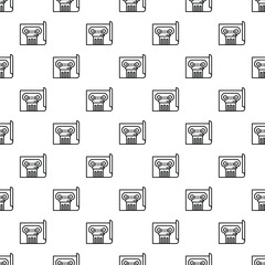 Obraz premium Classic ionic columns on blueprints creating a seamless repeating pattern