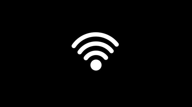 A beautiful wifi signal and connected router wifi network on black background.Abstract wifi,wireless,router network icon animation.