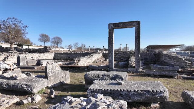 Ancient Ruins at archaeological area of Philippi, Eastern Macedonia and Thrace, Greece