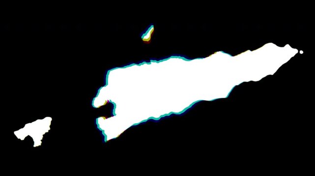 Timor-Leste East Timor white and chromatic abstract map pop animation black background