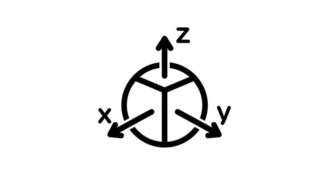 3D Cartesian Coordinate System Icon with X Y Z Axes
