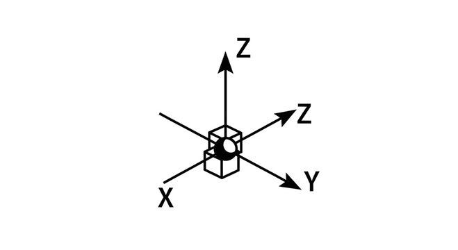 3D Coordinate System Icon with X Y Z Axes and Cube