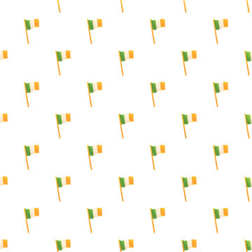 Repeating irish tricolor flags creating a seamless patriotic background