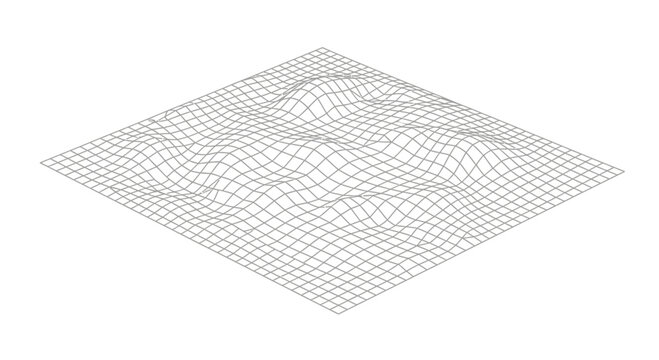 Abstract 3D Wireframe Terrain Mesh Landscape