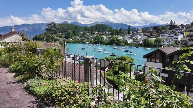Scenic Spiez Village and Lake Thun in Switzerland