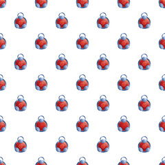 Naklejka premium Repeating red grenades forming a weapon themed endless design