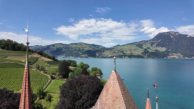 Scenic Spiez Village and Lake Thun in Switzerland