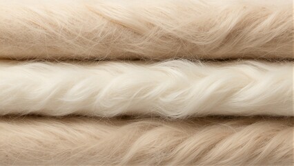 Fototapeta premium Close-up view of soft, fluffy beige and white fur with layered textures in a natural arrangement.