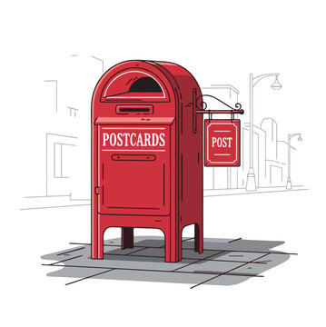red mail box post cards illustration vector
