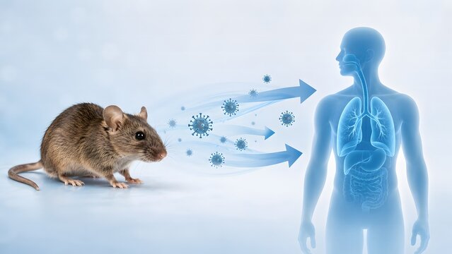 Hantavirus medical news background with virus particles