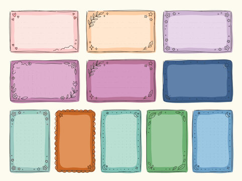 Collection of hand-drawn decorative memo note outlines, perfect for journaling and scrapbooking projects