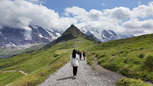 Scenic M&auml;nnlichen Hiking Trail in the Swiss Alps