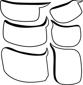 A set of dialogue bubbles for comics and manga with a 3D volume effect.