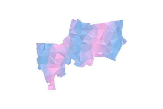 Bangkok Map - Polygon Style Vector Illustration in Pastel Blue and Pink Gradient, Low Poly Geometric Design, Isolated on White Background for Infographics and Education.