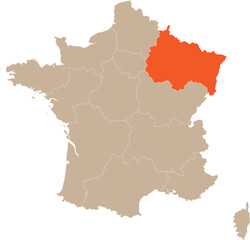 Obraz premium Grand Est Region Location on Map of France Editable Cartographic Illustration