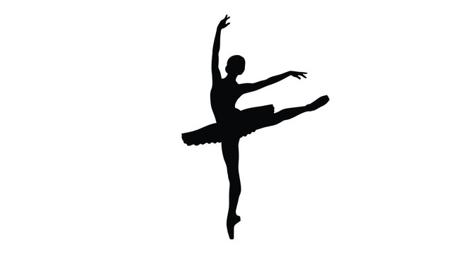 Ballerina in arabesque pose black silhouette high quality