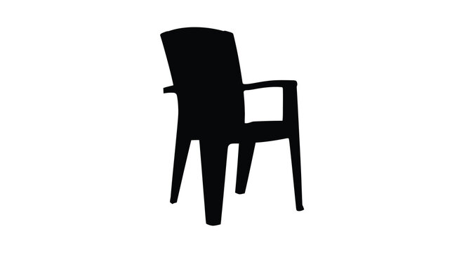 Black plastic chair silhouette on a white background