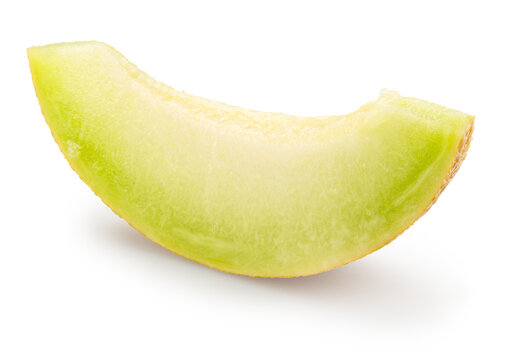 Galia melon slice isolated on white background. File contains clipping path.