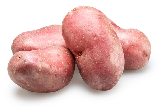 Group of raw red fresh potatoes isolated on a white background. Organic food