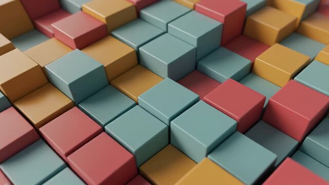 3D Abstract Cubes Motion Background with Pastel Color Palette