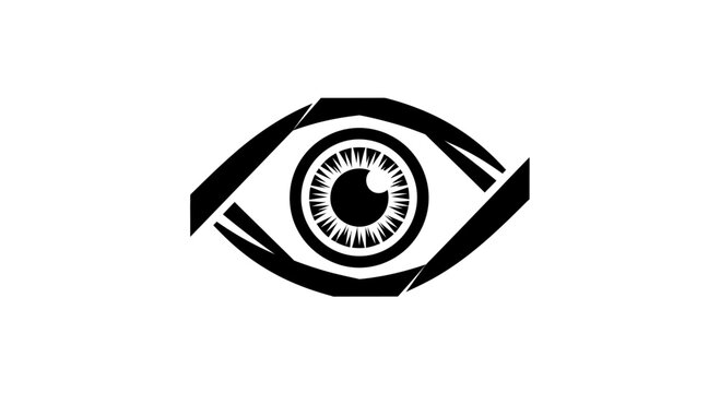 Abstract Eye Icon with Camera Shutter Aperture Design