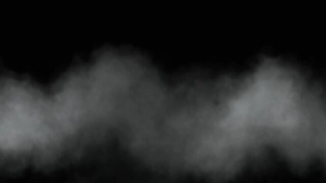 Abstract White Smoke Fog Overlay Effect on Black Background