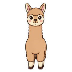 Fototapeta premium Cute Cartoon Alpaca Vector Illustration Isolated Transparent Background for Children'S Design and Pet-Themed Projects