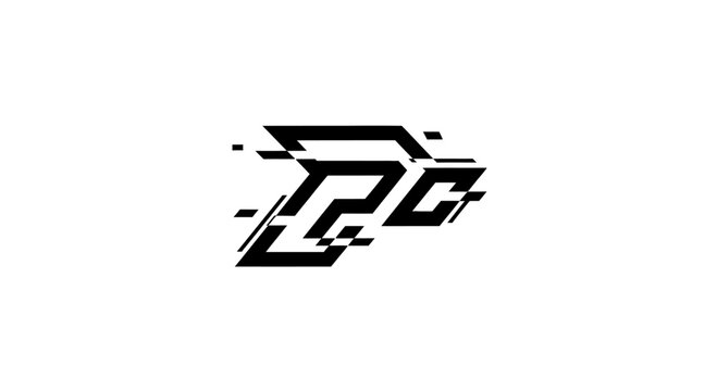 Abstract Glitch Style PC Lettering Logo Design