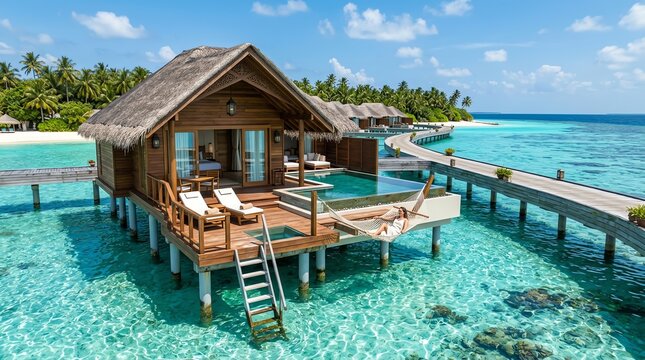 Luxurious Overwater Bungalow with Private Pool and Stunning Ocean Views.