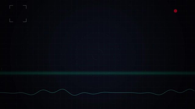Futuristic digital interface HUD overlay with scanning line and wave graph