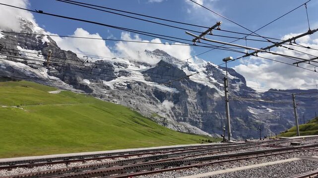 Swiss Alpine Train Station Landscape at Kleine Scheidegg