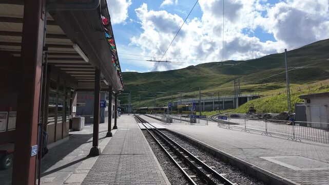 Swiss Alpine Train Station Landscape at Kleine Scheidegg