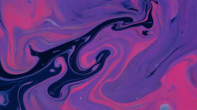 Abstract Swirling Liquid Paint Texture in Purple and Pink