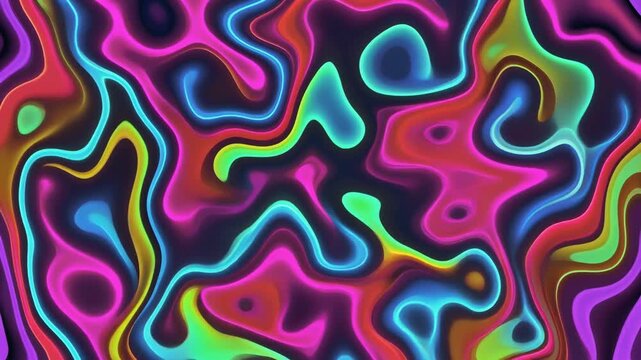 Abstract Neon Liquid Motion Background with Vibrant Glowing Colors