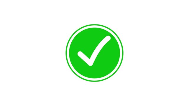 Animation of check mark icon. white color tick mark icon animation. success, done, payment successful, check mark icon and success business concept.4K animation video