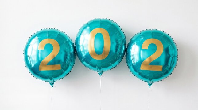 Blue and gold 202 foil balloons for new year celebration