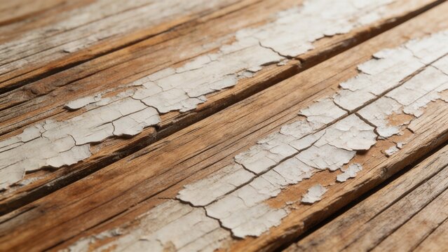 Decayed wooden planks with peeling paint